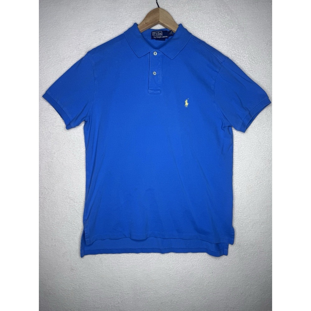 Ralph Lauren Polo Shirt Men Large Royal Blue Preppy Casual Logo Short Sleeve